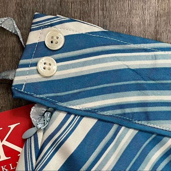 NWT Anne Klein Striped 100% Silk Flared Lined Career Skirt Blue and White Size 8 - Picture 4 of 12